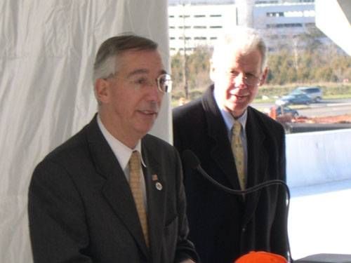 Supervisor Delgaudio speaks at the dedication of Sterling's new Route 28/Church Road interchange.