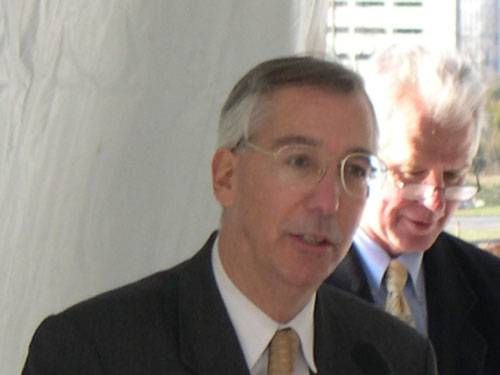 Supervisor Delgaudio speaks at the dedication of Sterling's new Route 28/Church Road interchange.