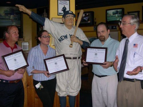 Delgaudio Presents Certificates of Appreciation to Glory Days Founder Richard Danker and Sterling managers 