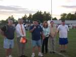 (Left to Right) Nick Macioce, Chairman of the Lower Loudoun Boys Football League's "Field Improvement Project," Supervisor Eugene Delgaudio (R-Sterling) Gary Kidwell, President of LLBFL and a unidentified LLBFL officer, present a Certificate of Appreciation to Belinda and Larry Patrick of Consolidated Mailing Services. These 
other donors are  being thanked: Virginia Commerce Bank, M.C. Dean, Atlantic Realty, Clark Construction, Balfour Beatty Construction, Toll Brothers, Sheets Quality Building Materials and Luck Stone.  LLBFL still continues to raise monies for new bleachers.