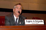 Supervisor Delgaudio behind the dais at the Board of Supervisors at the microphone that will never be silent when it comes to representing Sterling.